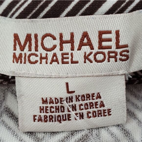 🔹️Michael Kors Brown Chevron Buttoned Long Sleeve Top Large - Picture 8 of 10